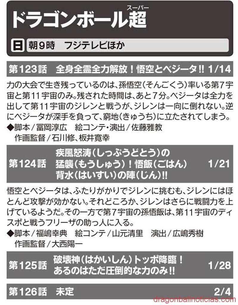 capítulo 123, 124 y 125 de Dragon Ball Super
