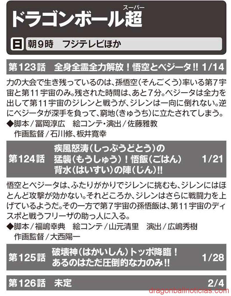 capítulo 123, 124 y 125 de Dragon Ball Super